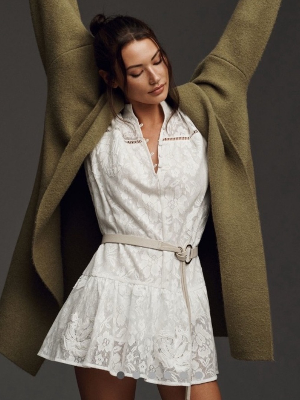 Anthropologie Porridge White Lace Mini Dress